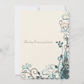Whimsical Blauwgroen & Brown Swirls Wedding Invita Kaart (Achterkant)