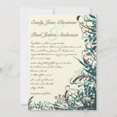 Whimsical Blauwgroen & Brown Swirls Wedding Invita Kaart (Voorkant)
