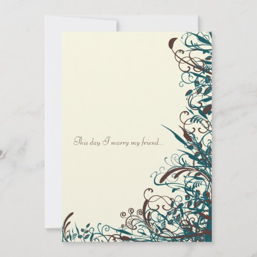 Whimsical Blauwgroen & Brown Swirls Wedding Invita Kaart (Achterkant)