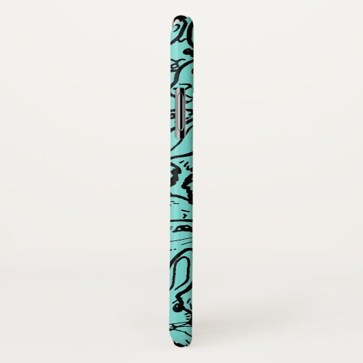 Whimsical Blauwgroen Rabbit Bunny Drawing Monogram Case-Mate iPhone Case (Achterkant / rechts)