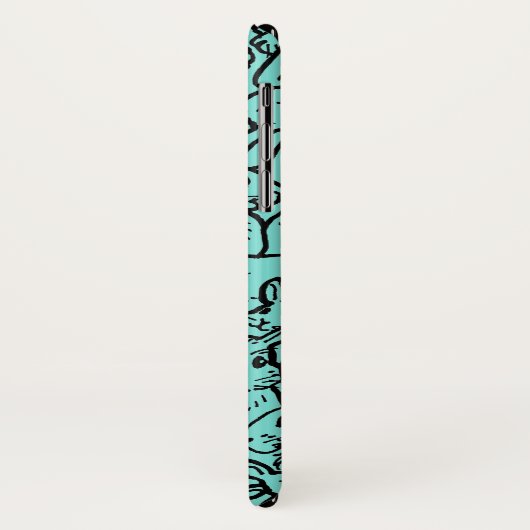 Whimsical Blauwgroen Rabbit Bunny Drawing Monogram Case-Mate iPhone Case (Achterkant/links)