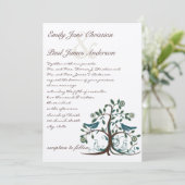 Whimsical Blauwgroen Yellow & Brown Tree Wedding Kaart (Staand voorkant)