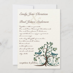 Whimsical Blauwgroen Yellow & Brown Tree Wedding Kaart