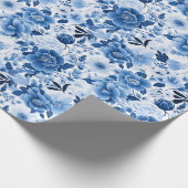 Whimsical Bliss: Blauw en Wit Cadeaupapier (Hoek)