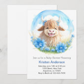 Whimsical Blissful Highland Koe Boy Baby shower Kaart (Voorkant / Achterkant)