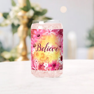 Whimsical Bloem Boho Botanisch Geloof Kunst Blikvorm Glas