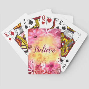 Whimsical Bloem Boho Botanisch Geloof Kunst Pokerkaarten