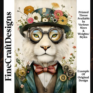 Whimsical Bloem Boho Steampunk Leeuw M1 Decoupage Tissuepapier