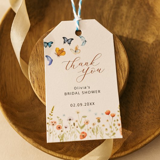 Whimsical Bloem Boho Vlinder Bedankt Cadeaulabel