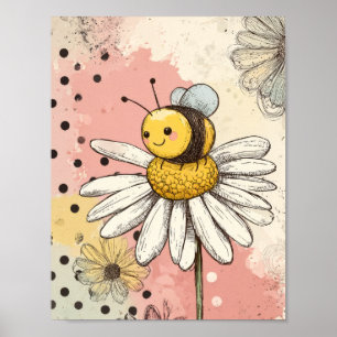 Whimsical Bloem en Bij – Knus Bloemstuk (1) Poster