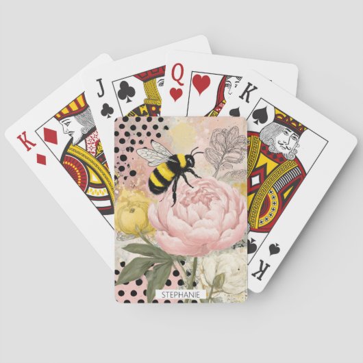 Whimsical Bloem en Bij – Knus Bloemstuk (2) Pokerkaarten (Achterkant)