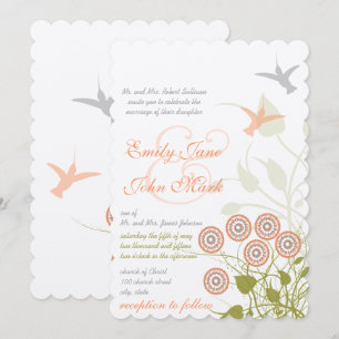 Whimsical Bloem & Kolibrie Huwelijksuitnodiging Kaart