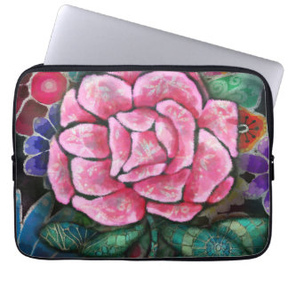 Whimsical Bloem Roze Roos Art Nouveau Botanisch Laptop Sleeve