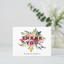 Whimsical Bloemen Afstuderen Dank u Briefkaart