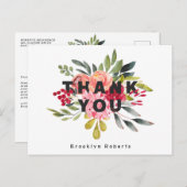 Whimsical Bloemen Afstuderen Dank u Briefkaart (Voorkant / Achterkant)