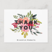 Whimsical Bloemen Afstuderen Dank u Briefkaart (Voorkant)