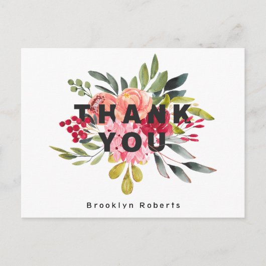 Whimsical Bloemen Afstuderen Dank u Briefkaart (Voorkant)