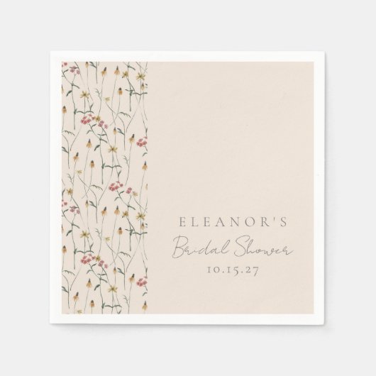 Whimsical Bloemen Bloemstuk Aangepaste Bruidsfeest Servet (Voorkant)