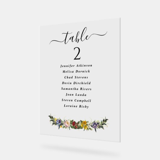 Whimsical  Bloemen bruiloft zitkaart Acryl Bord (Hoek)