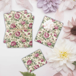Whimsical Bloemen en knoppen van bloemige roze pio Inpakpapier Vel