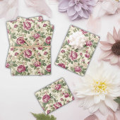 Whimsical Bloemen en knoppen van bloemige roze pio Inpakpapier Vel