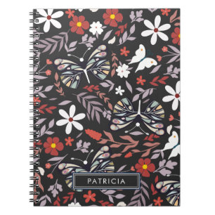 Whimsical Bloemen en Vlinders Gepersonaliseerd Notitieboek