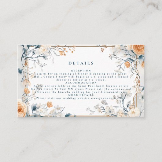 Whimsical  Bloemen Fern Wedding Informatiekaartje (Voorkant)