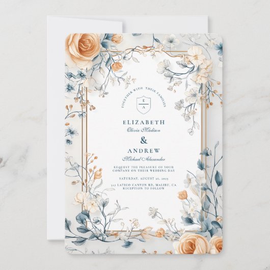 Whimsical Bloemen Fern Wedding Kaart (Voorkant)