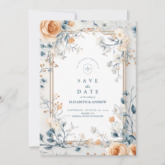 Whimsical Bloemen Fern Wedding Save The Date (Voorkant)