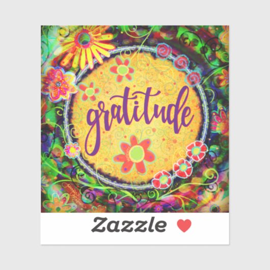 Whimsical  Bloemen Grateful Inspirativity Sticker (Vel)