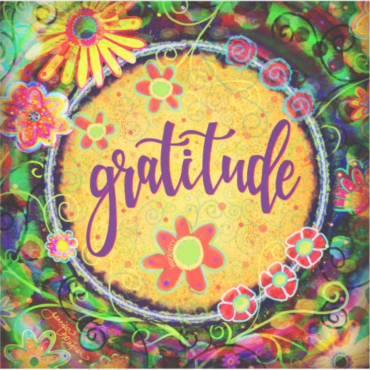 Whimsical  Bloemen Grateful Inspirativity Sticker (Voorkant)