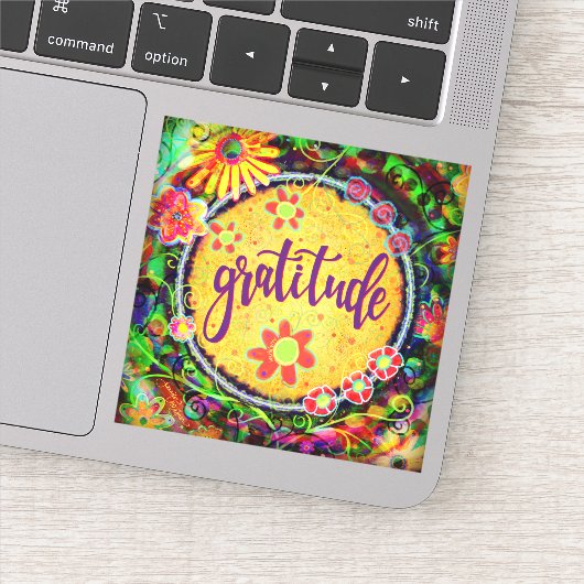 Whimsical Bloemen Grateful Inspirativity Sticker (Detail)