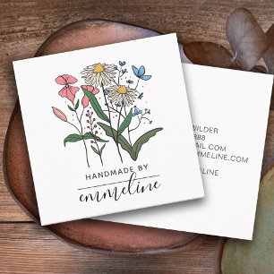 Whimsical Bloemen Handgemaakt door Craftsman Vierkante Visitekaartje
