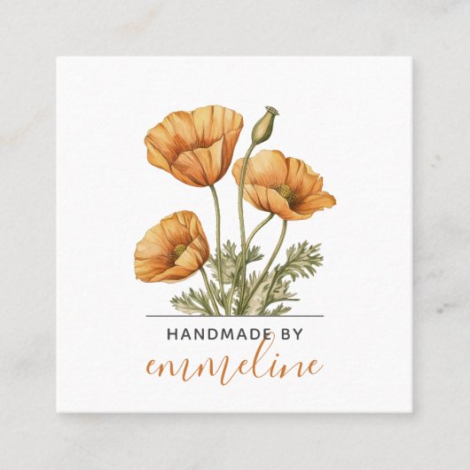 Whimsical Bloemen Handgemaakt door Craftsman Vierkante Visitekaartje (Voorkant)