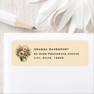 Whimsical Bloemen in een Pot Cute Adres Etiket