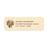 Whimsical Bloemen in een Pot Cute Adres Etiket (Voorkant)