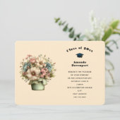 Whimsical Bloemen in een Pot Cute Afstuderen Kaart (Staand voorkant)