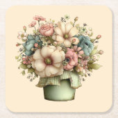 Whimsical Bloemen in een Pot Cute Kartonnen Onderzetters (Voorkant)