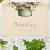 Whimsical Bloemen in een Pot Cute Theedoek (Gevouwen)