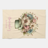 Whimsical Bloemen in een Pot Cute Theedoek (Horizontaal)