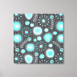 Whimsical Bloemen in Turquoise Ingepakt Canvas