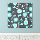 Whimsical Bloemen in Turquoise Ingepakt Canvas (Insitu (Houten vloer))