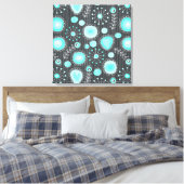Whimsical Bloemen in Turquoise Ingepakt Canvas (Insitu (Slaapkamer))