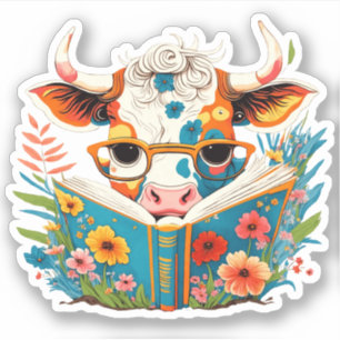 Whimsical "Bloemen Koe Leesboek" Vinyl Sticker