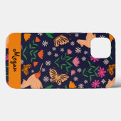 Whimsical Bloemen met kolibries Custom Name Case-Mate iPhone Case (Achterkant (horizontaal))