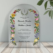 Whimsical Bloemen monogram trouwboog Acryl Uitnodigingen