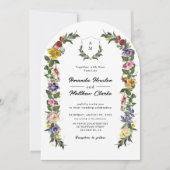 Whimsical  Bloemen monogram trouwboog Kaart (Voorkant)