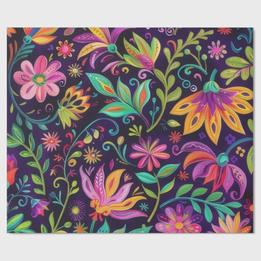 Whimsical Bloemen ontwerp Cadeaupapier (Vlak)