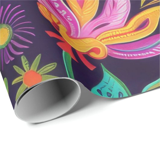 Whimsical Bloemen ontwerp Cadeaupapier (Rol Hoek)