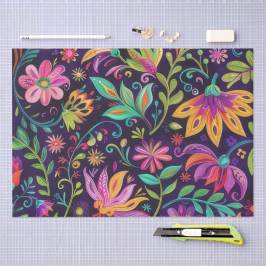 Whimsical Bloemen ontwerp Tissuepapier (Craft)